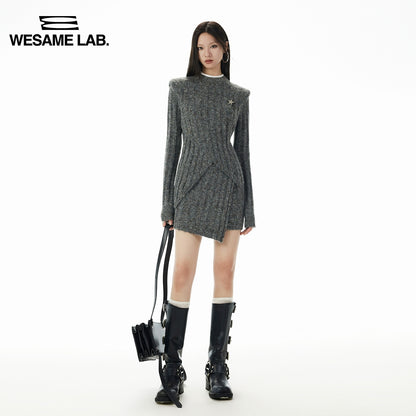 Front Shoulder Irregular Hem Knit Set