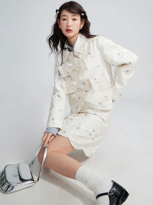 White Moonlight Bow Short Suit Coat