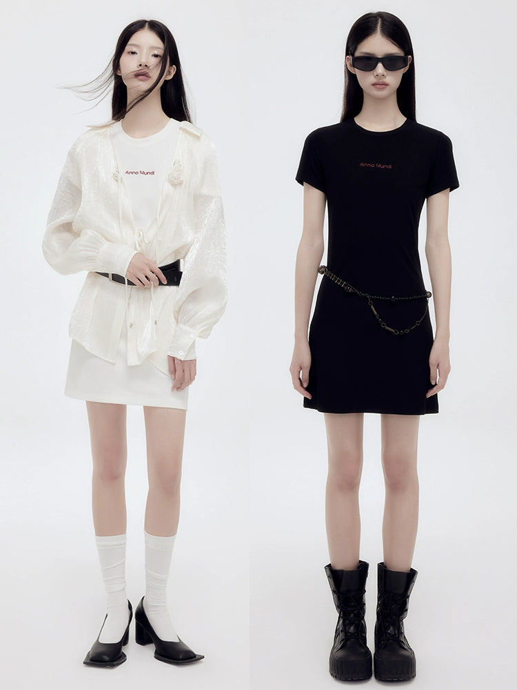 Cool Rib Elastic T-Shirt Dress