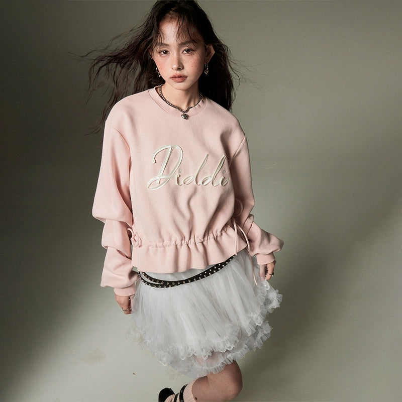 Ribbon Embroidered - Round Neck Long Sleeve