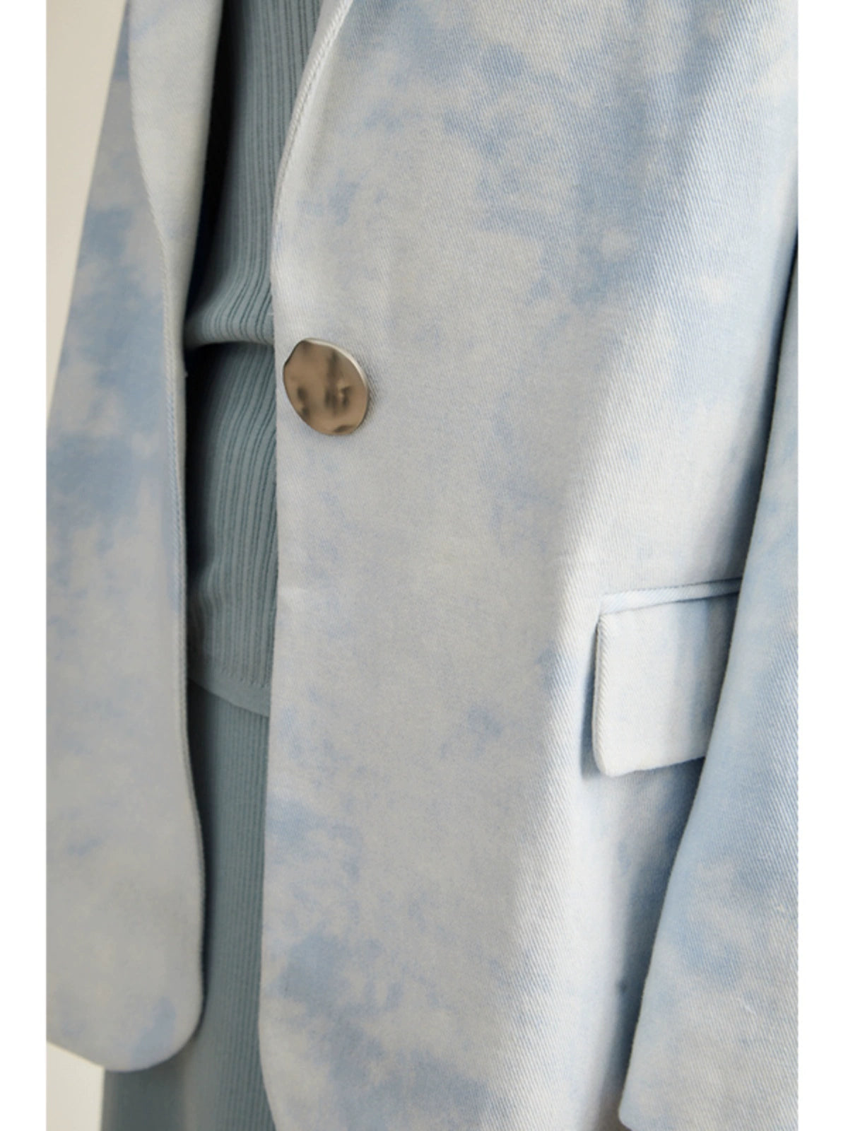 Sky Blue Halo Denim Suit Jacket