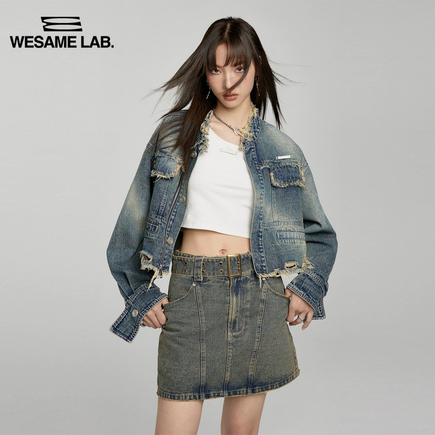 Diseño original Loose Ragged Short Blue de gran tamaño Vintage Denim Spring Women's Spring