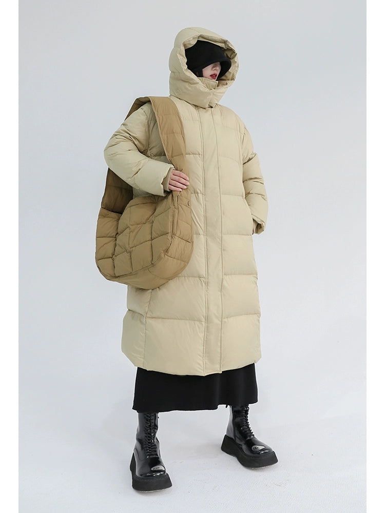 Hooded Mid-Length Down Jacket