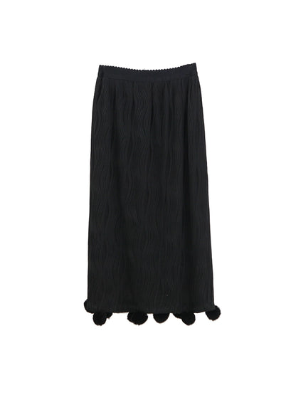 3D Wool Ball Knit Skirt