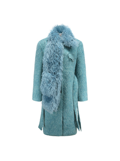 Grey/Blue Hand Scarf Coat