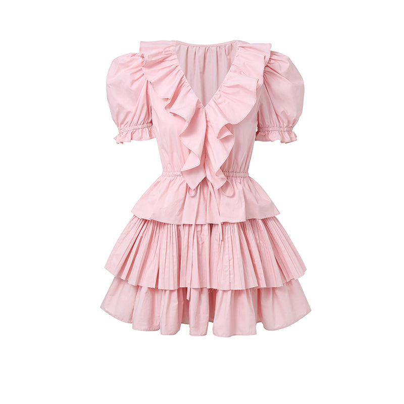 Pink Frilly Puff Sleeve Skirt