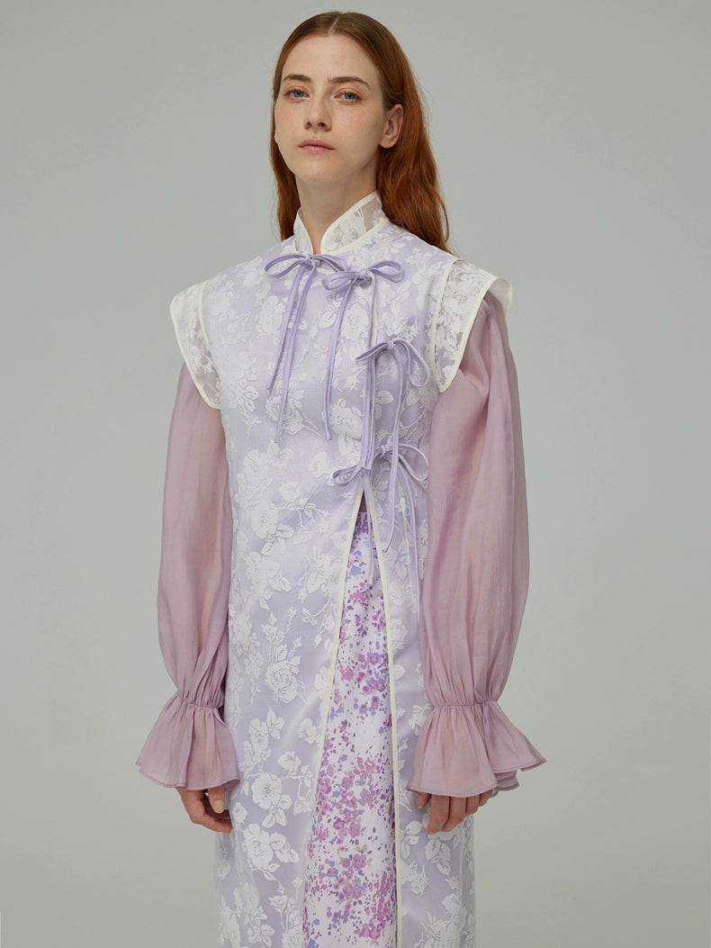 Chemise d'épaule ouverte violet