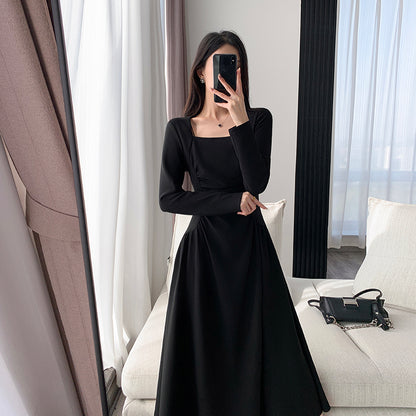 Black Dress - Chic Square Skirt