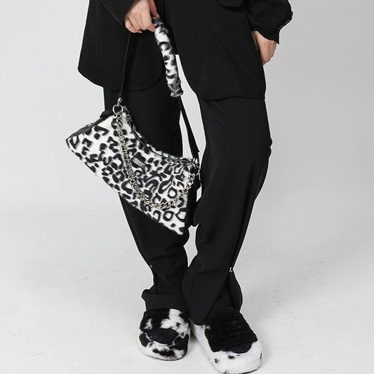 Leopard Checker Fur Bag