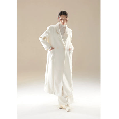 Winter White Wool Warm Long Coat