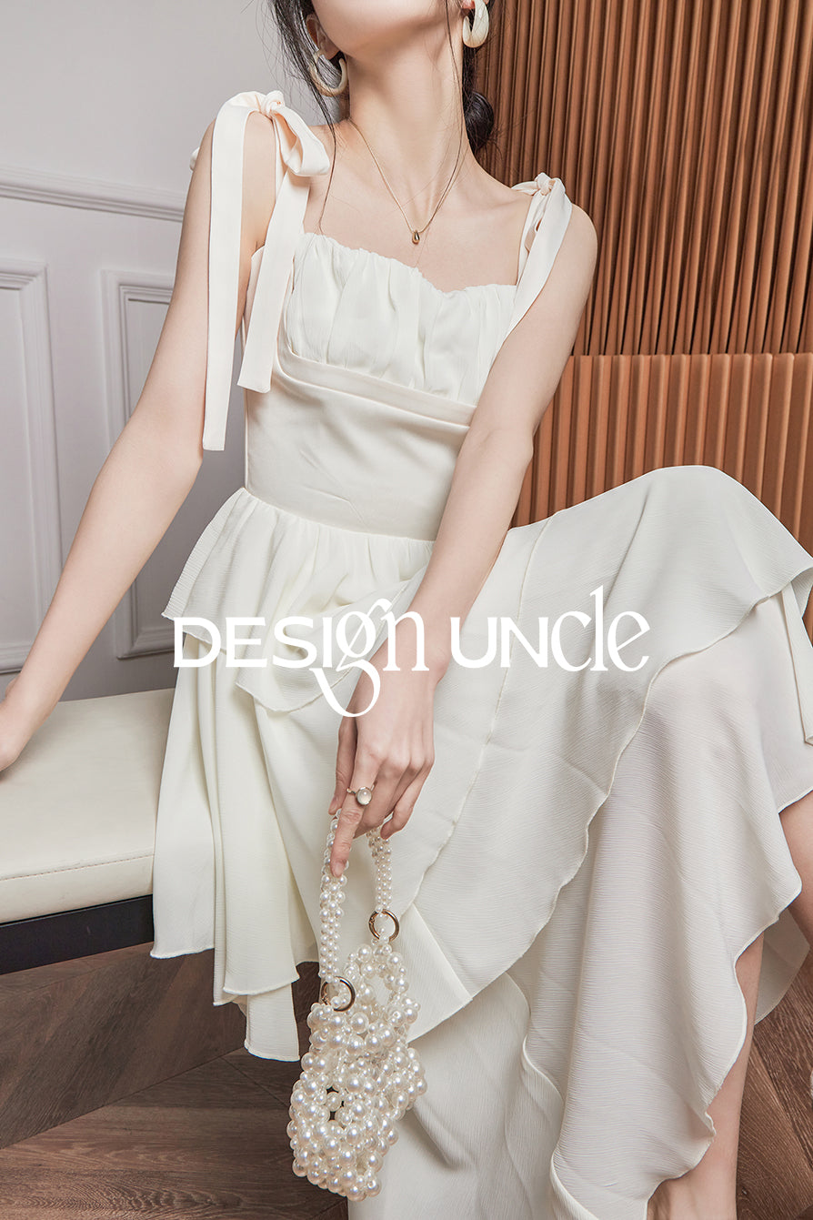High-End White Strap Dress