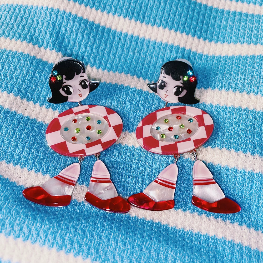 Vintage Girl Acrylic Studs