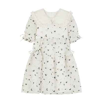 White Fragmented Blossom Dress