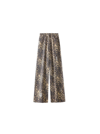 Pantalones anchos con estampado de leopardo