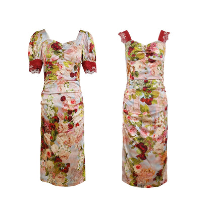 Rose in Unmanned Area Silk Wrap Dress