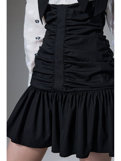 중공 주름 -Square Neck Black Dress