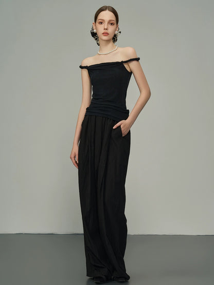 Black Apricot Wide Leg Pants