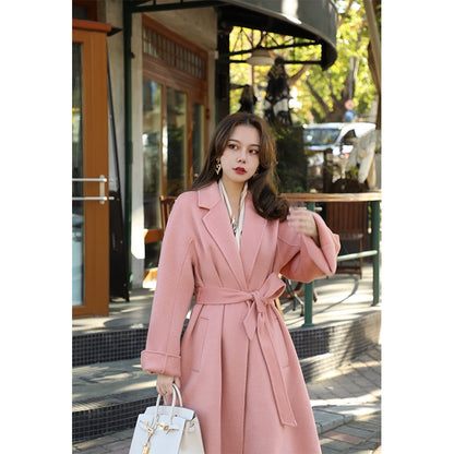 Cornus Powder Cashmere Woolen Mid-Length Coat