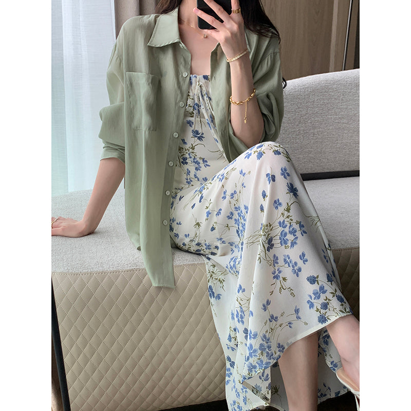 2023 Summer Green Silk Top