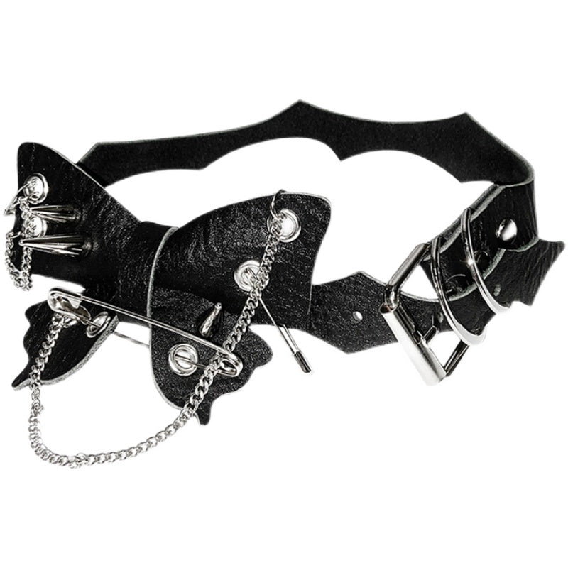 Thorn Butterfly Punk Collar Chocker Black