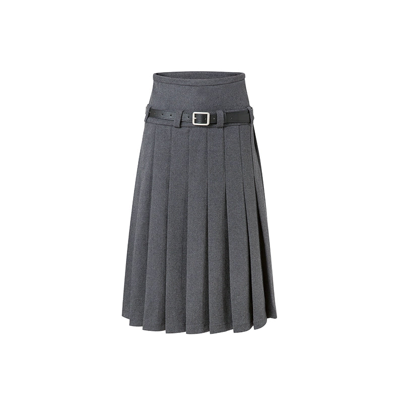 Cyan Grey Pleated Skirt