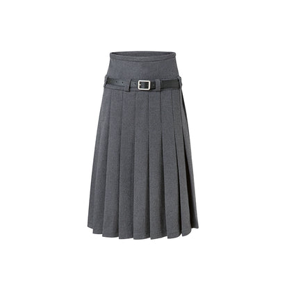 Cyan Grey Pleated Skirt