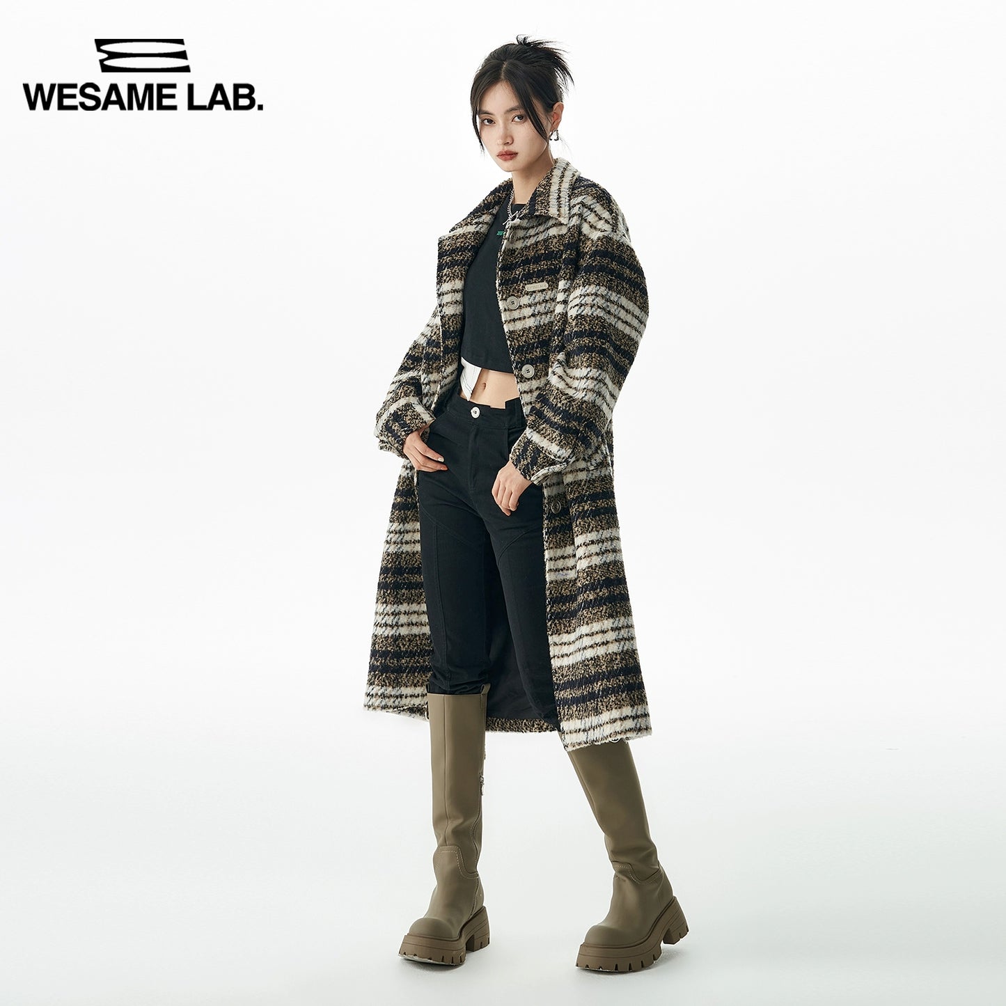 Casual Vintage Style Plaid Woolen Coat