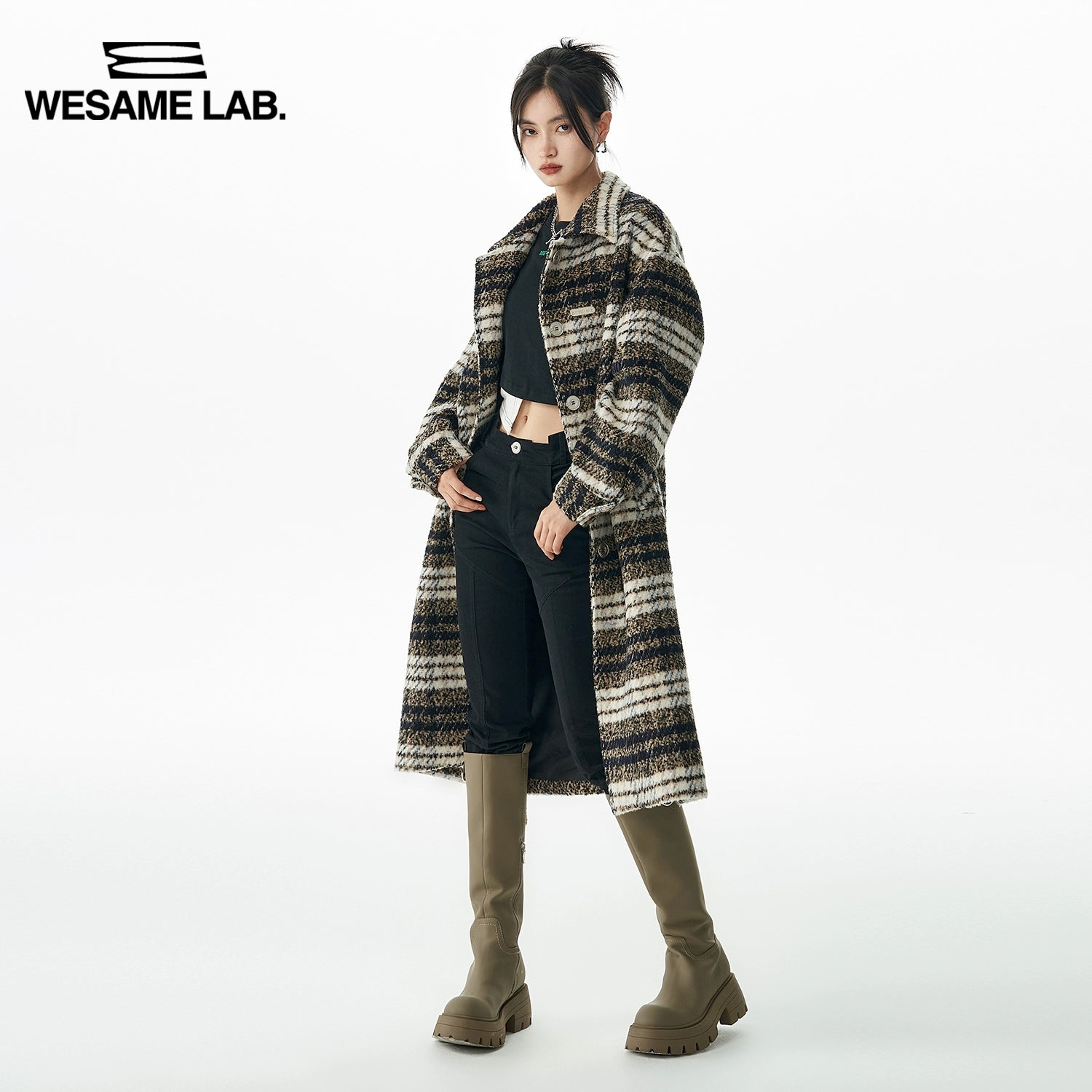 Casual Vintage Style Plaid Woolen Coat