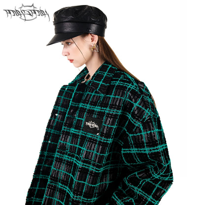 Plaid Leather Coat