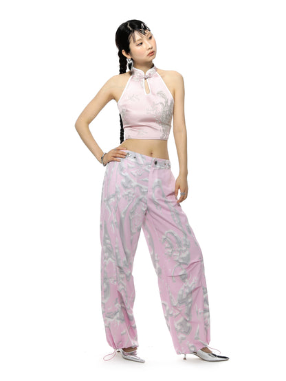 Pantalon du millénaire rose métallique