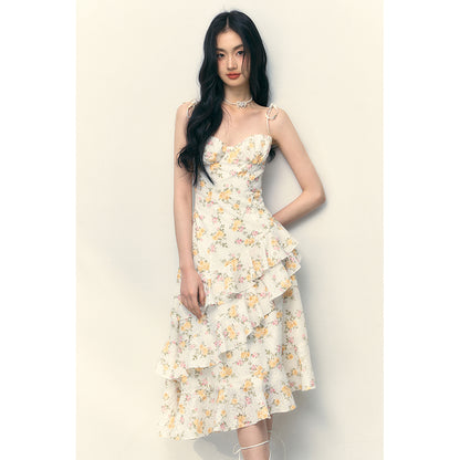 Yellow Rose Strap Dress