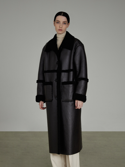 Matte Long Fur Coat with a High Level Sense to the Small Crowd