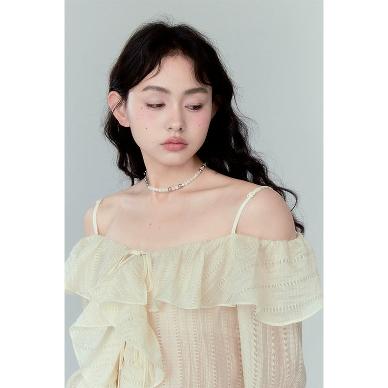 Flare Sleeve - One Shoulder Chiffon Shirt