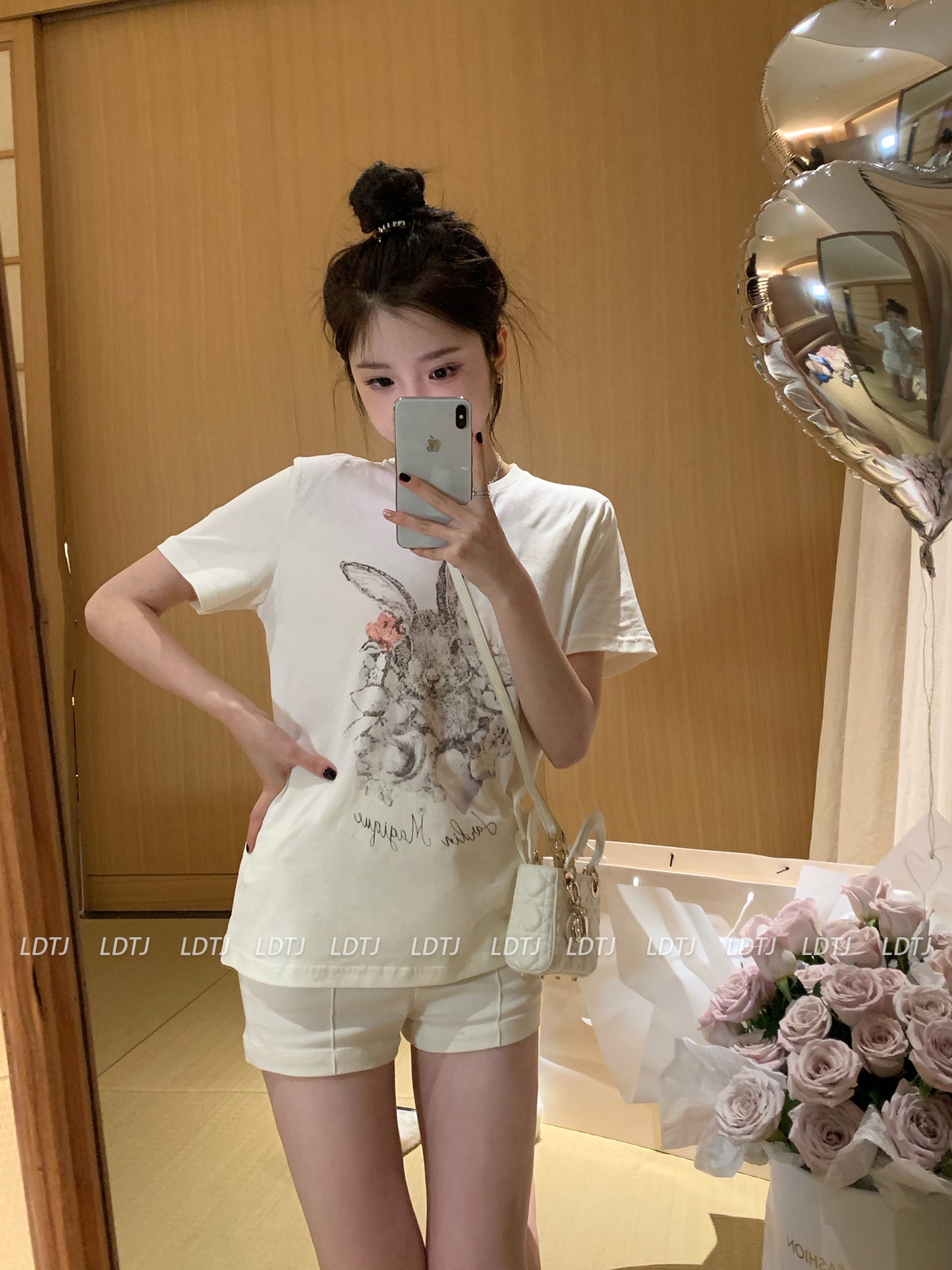 Rabbit Print Casual Tee