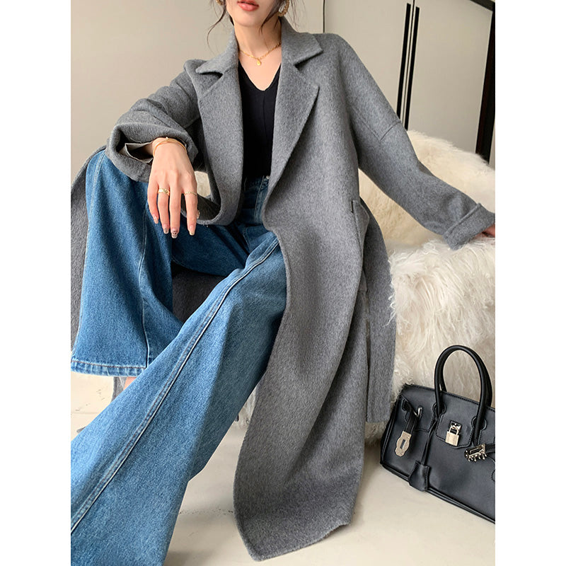 Elegant Grey Wool Coat - Winter