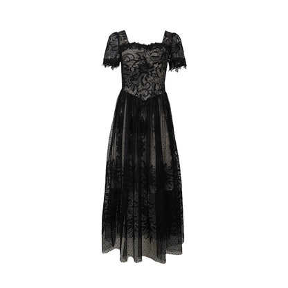 Black Swan Lace Slimming Black Summer Dress
