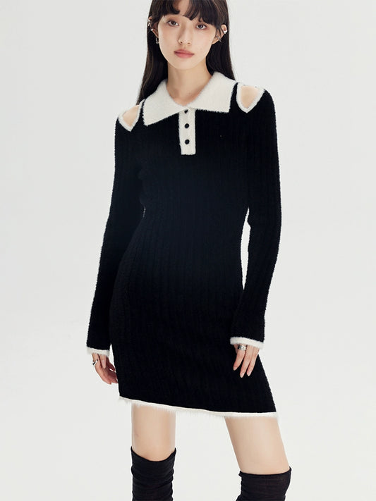 Fashion Black - High Waist Knitted Dress