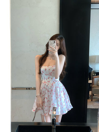 Summer Print Drawstring Dress