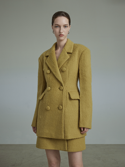 Mustard Wool Slim Suit Coat