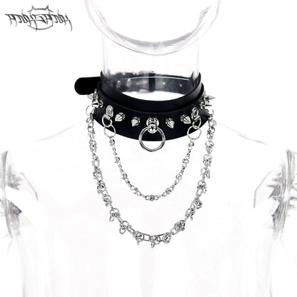 Rivet Rock PU Leather Necklace