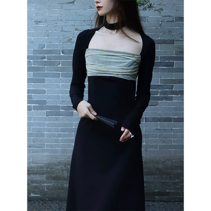 Autumn Plant Dye Spliced Long Dress