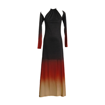 Black Red Gradient Knitted Dress