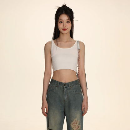 Soft Elastic Embroidered Tank Top