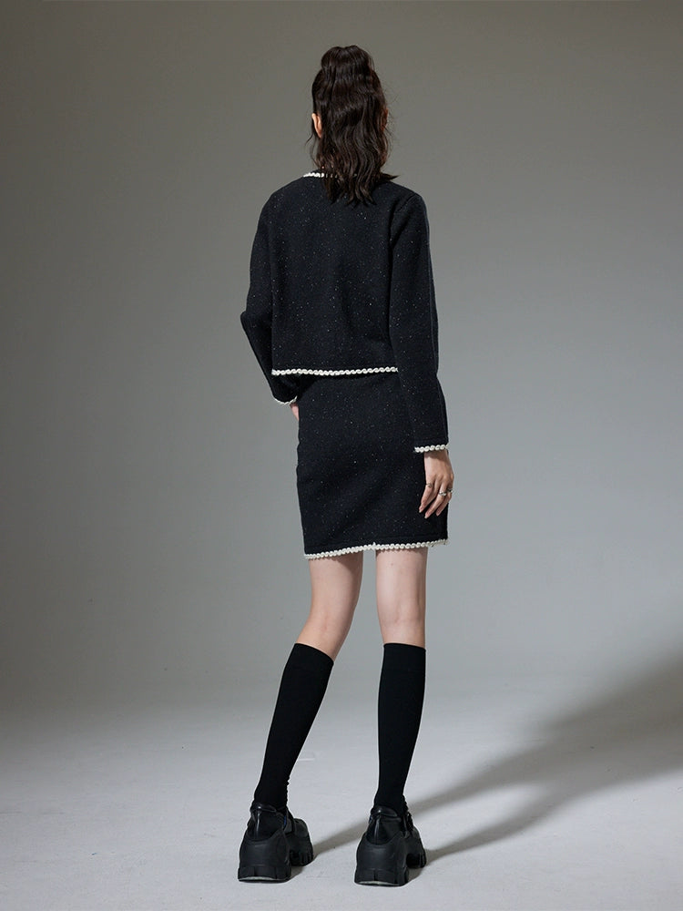 Knitted Set - Long Sleeve Coat & Skirt