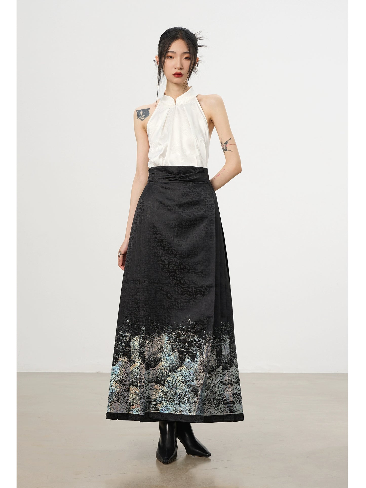 Conjunto de falda china sin mangas Fuchun