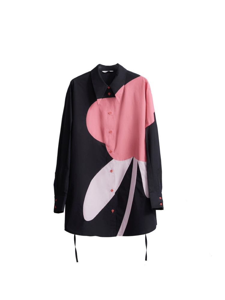 Blooming Contrast Stitch Autumn Shirt