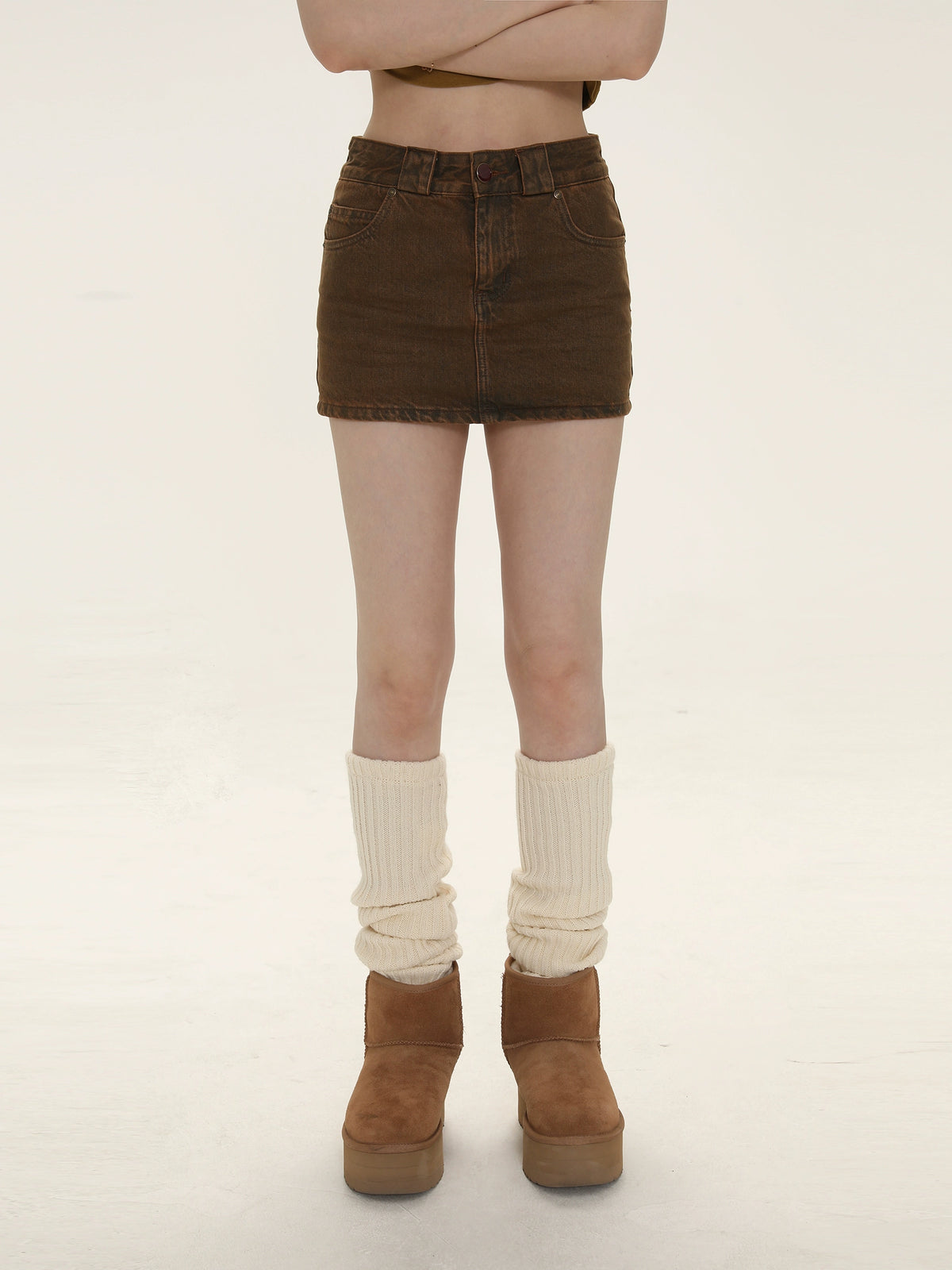 Coffee Denim Anti Glare Skirt