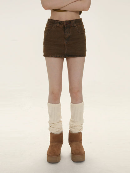Coffee Denim Anti Glare Skirt