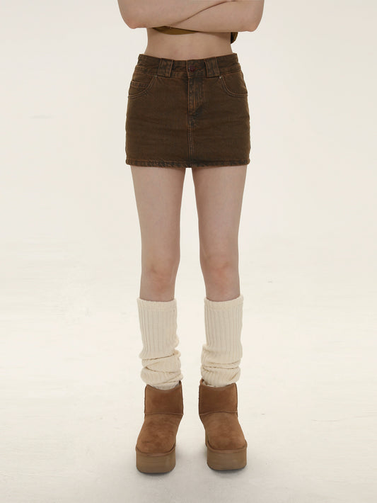 Coffee Denim Anti Glare Skirt