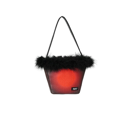 Ostrich Hair Bucket Bag